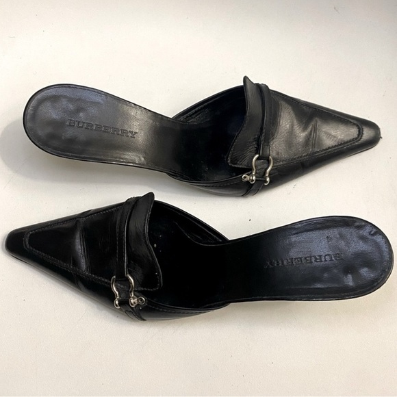 Burberry Shoes - BURBERRY | Black Leather Mule Loafers Backless Shoes
